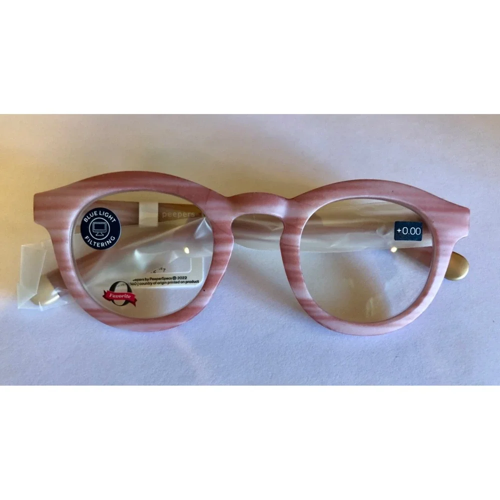NEW from Anthropologie Pink Blue Light Filtering Glasses +0.00‎
